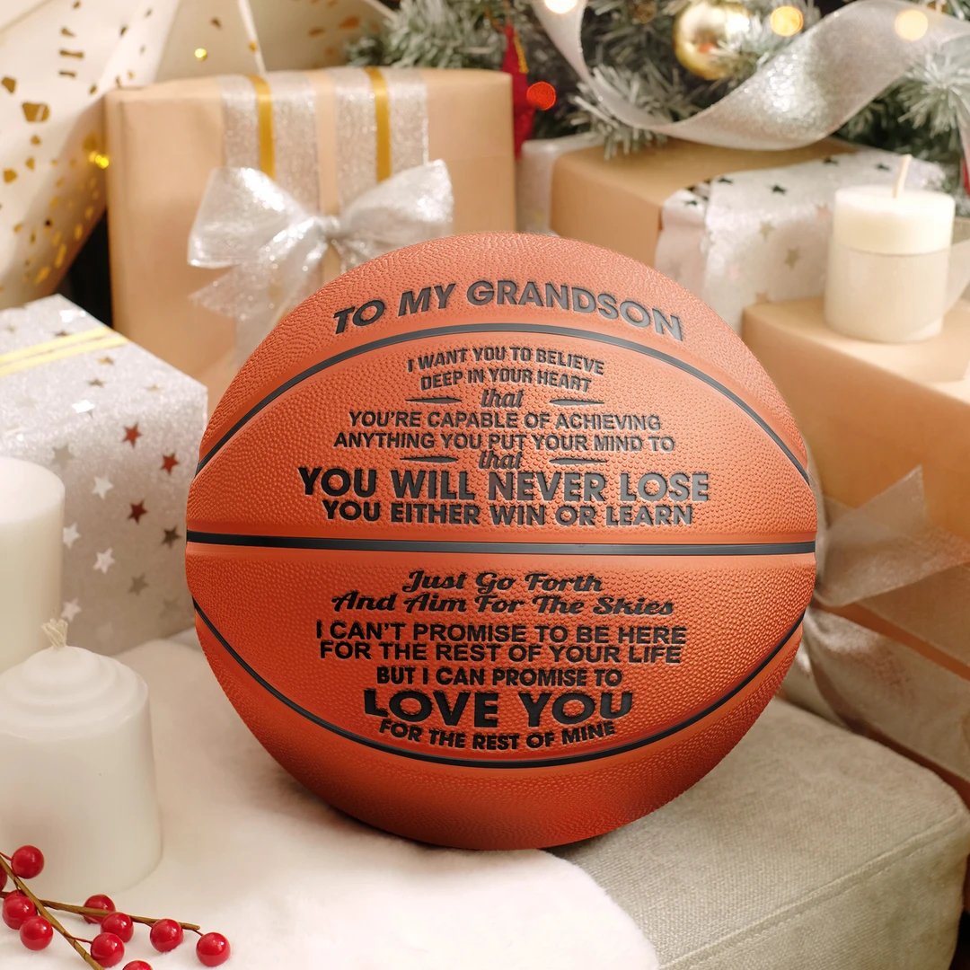 Personalized Letter Basketball For Grandson, Basketball Indoor/Outdoor Game Ball For Boy, Birthday Christmas Gift For Grandson,Brown - Family Watchs