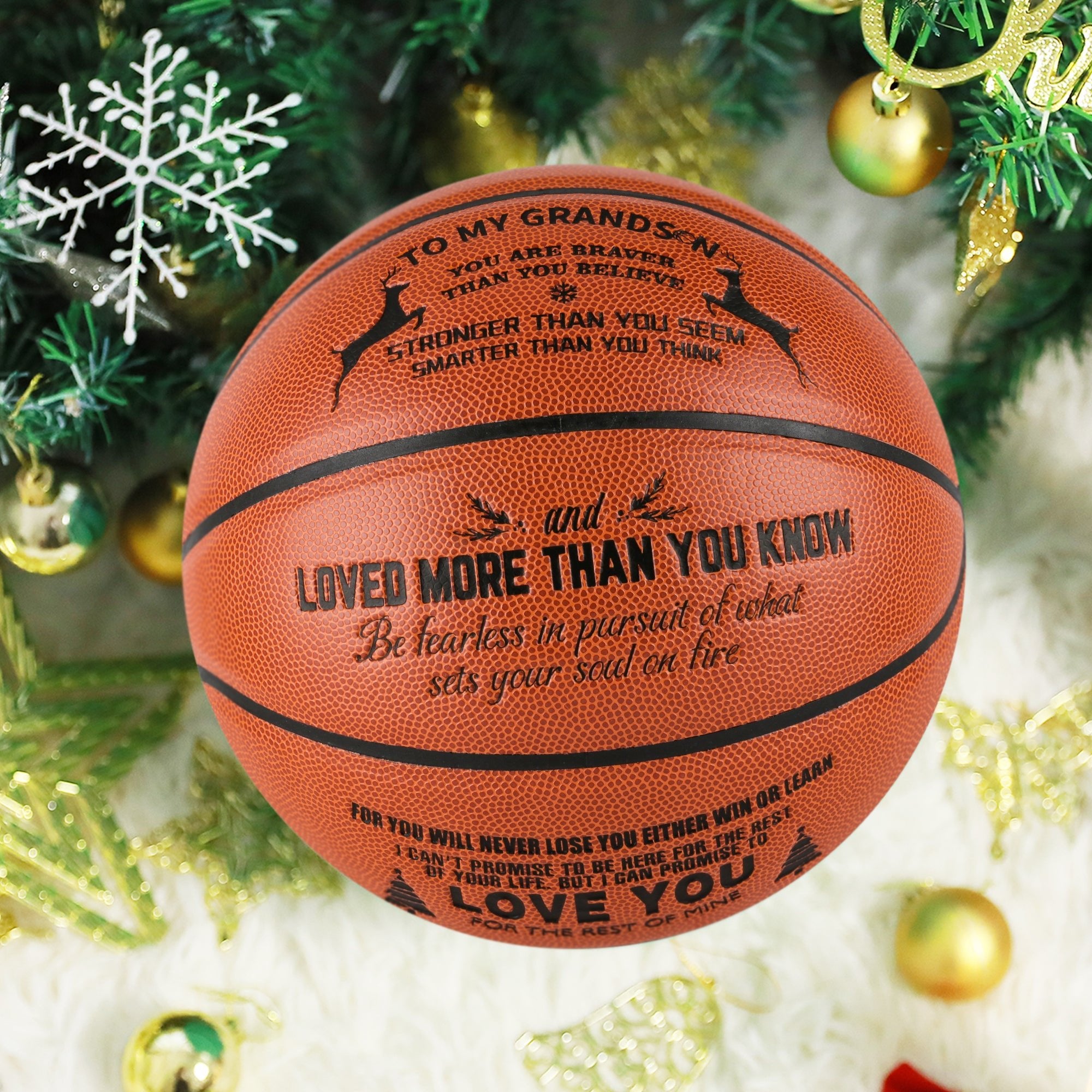 Personalized Letter Basketball For Grandson, Basketball Indoor/Outdoor Game Ball For Boy, Christmas Gift For Grandson,Brown - Family Watchs