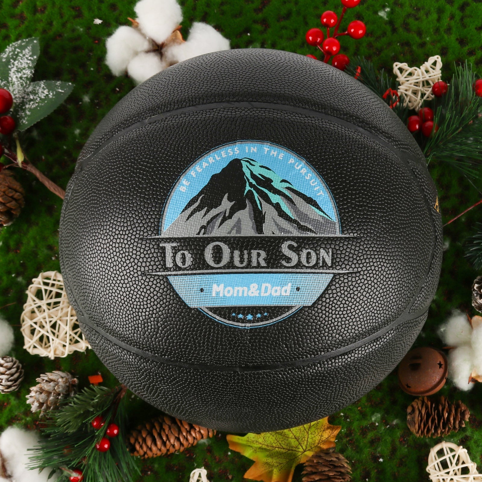 Personalized Letter Basketball For Son, Basketball Indoor/Outdoor Game Ball, Birthday Christmas Gift For Son From Dad And Mom, Black - Family Watchs