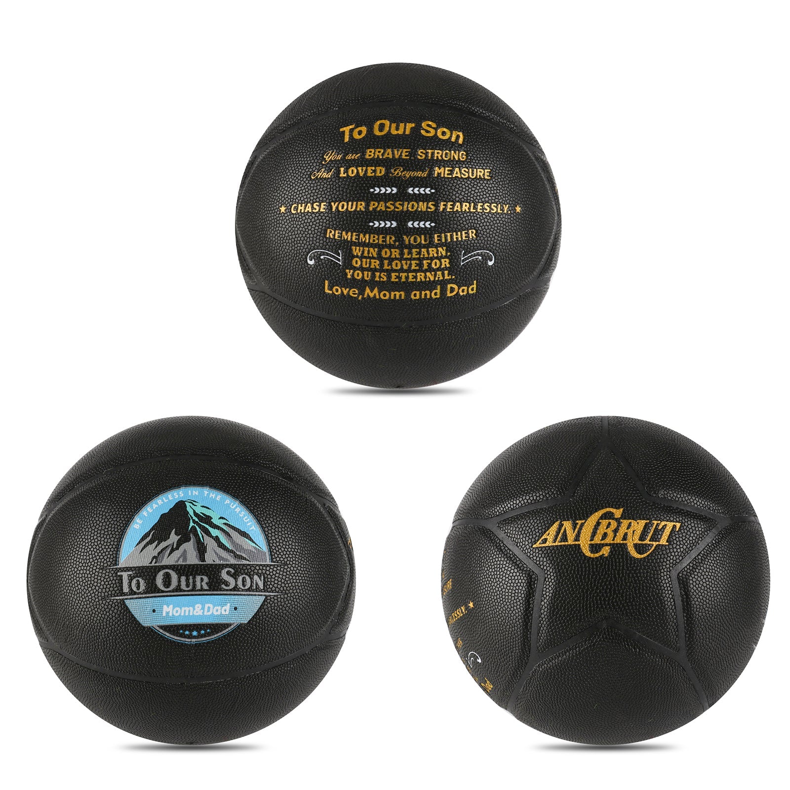 Personalized Letter Basketball For Son, Basketball Indoor/Outdoor Game Ball, Birthday Christmas Gift For Son From Dad And Mom, Black - Family Watchs