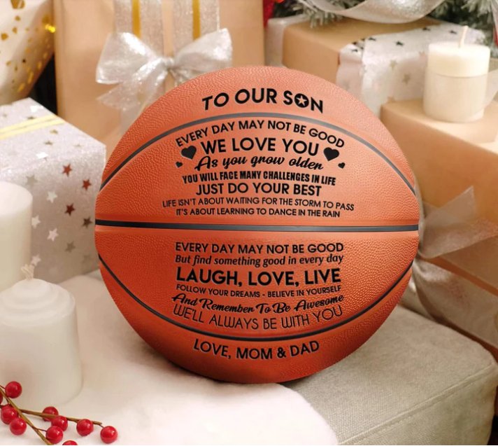 Personalized Letter Basketball For Son, Basketball Indoor/Outdoor Game Ball, Birthday Christmas Gift For Son From Dad And Mom,Brown - Family Watchs