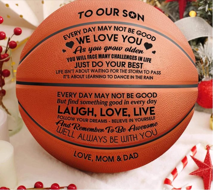 Personalized Letter Basketball For Son, Basketball Indoor/Outdoor Game Ball, Birthday Christmas Gift For Son From Dad And Mom,Brown - Family Watchs