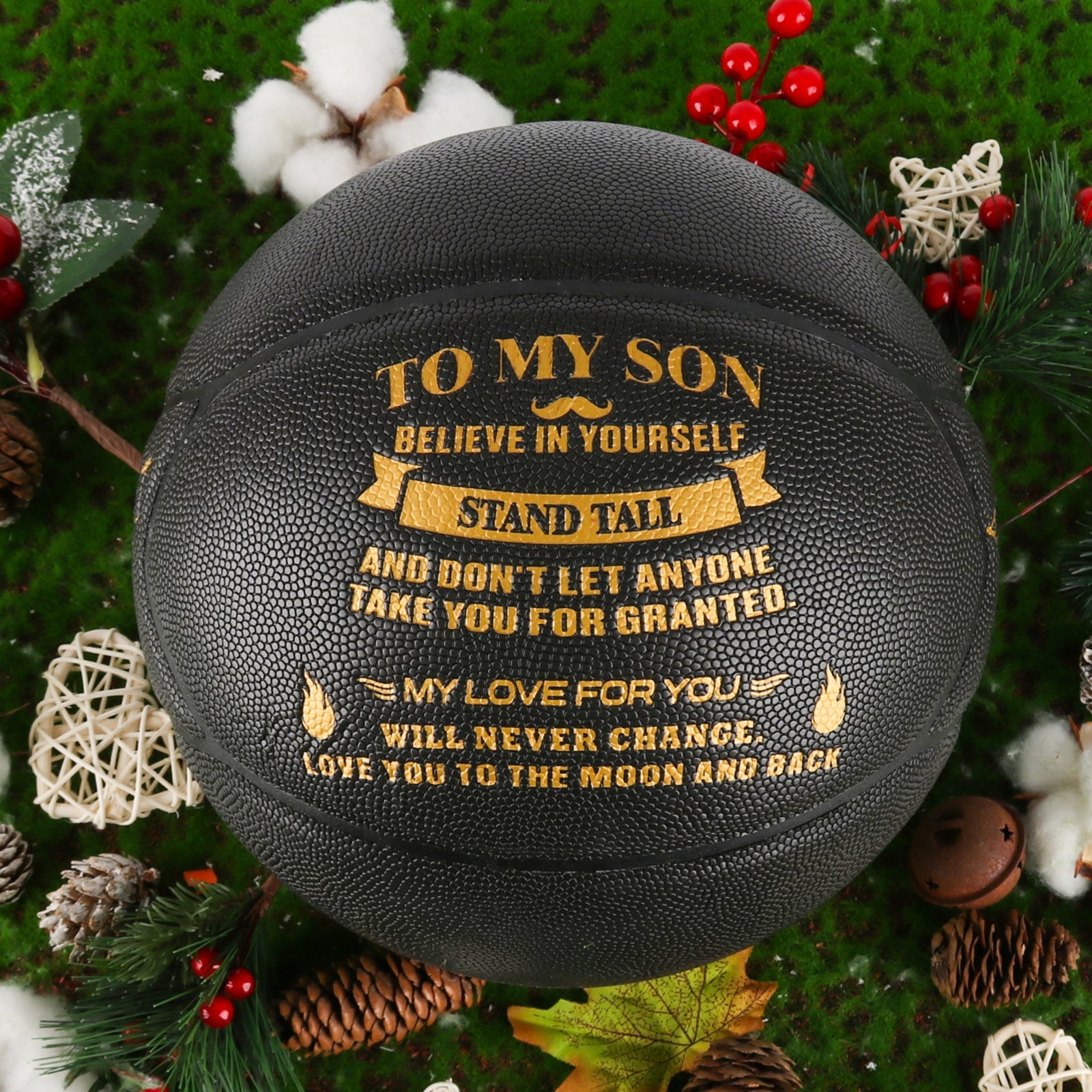 Personalized Letter Basketball For Son, Basketball Indoor/Outdoor Game Ball For Boy, Birthday Christmas Gift For Son, Black - Family Watchs