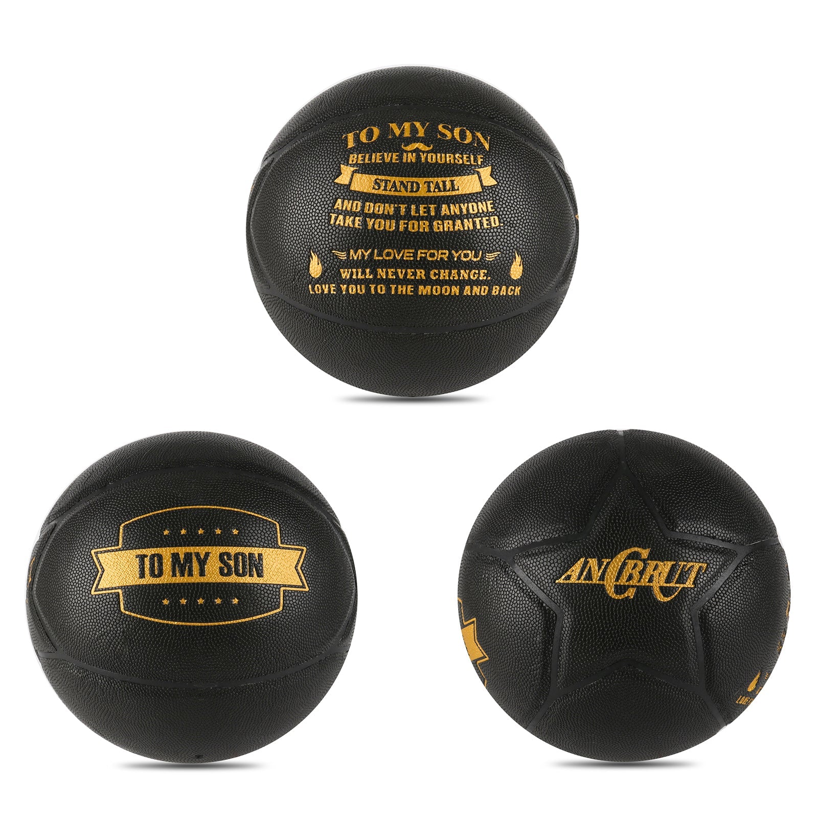 Personalized Letter Basketball For Son, Basketball Indoor/Outdoor Game Ball For Boy, Birthday Christmas Gift For Son, Black - Family Watchs