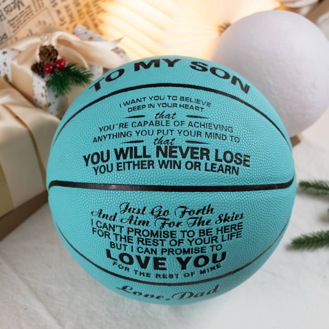 Personalized Letter Basketball For Son, Basketball Indoor/Outdoor Game Ball For Boy, Birthday Christmas Gift For Son From Dad - Family Watchs