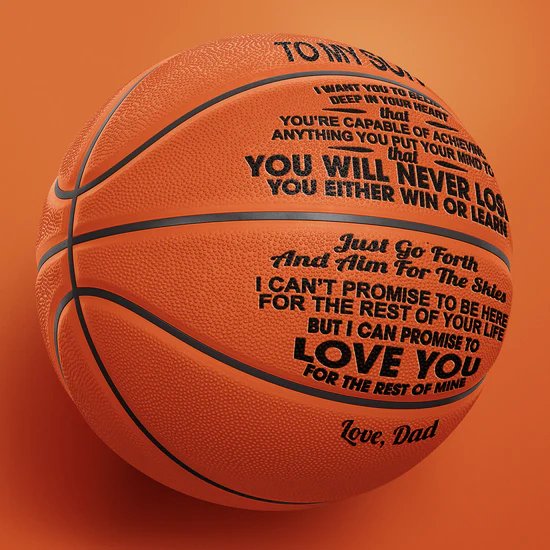 Personalized Letter Basketball For Son, Basketball Indoor/Outdoor Game Ball For Boy, Birthday Christmas Gift For Son From Dad - Family Watchs