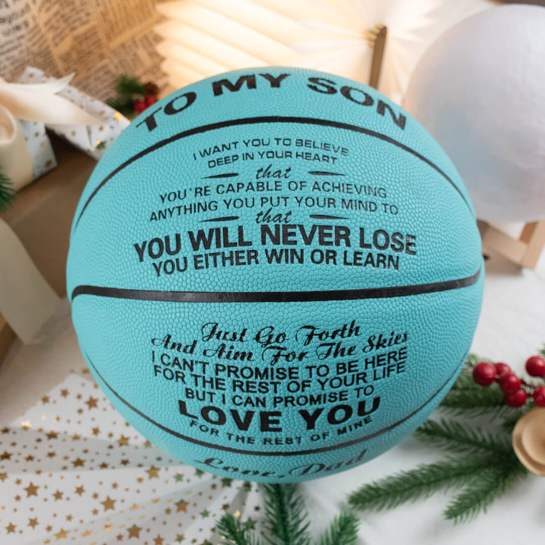 Personalized Letter Basketball For Son, Basketball Indoor/Outdoor Game Ball For Boy, Birthday Christmas Gift For Son From Dad - Family Watchs
