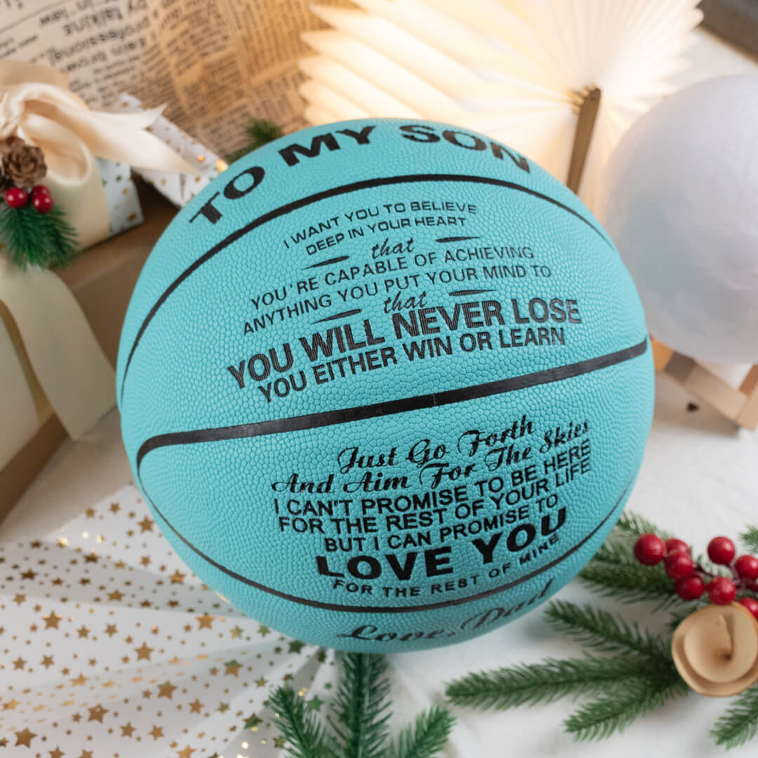 Personalized Letter Basketball For Son, Basketball Indoor/Outdoor Game Ball For Boy, Birthday Christmas Gift For Son From Dad - Family Watchs