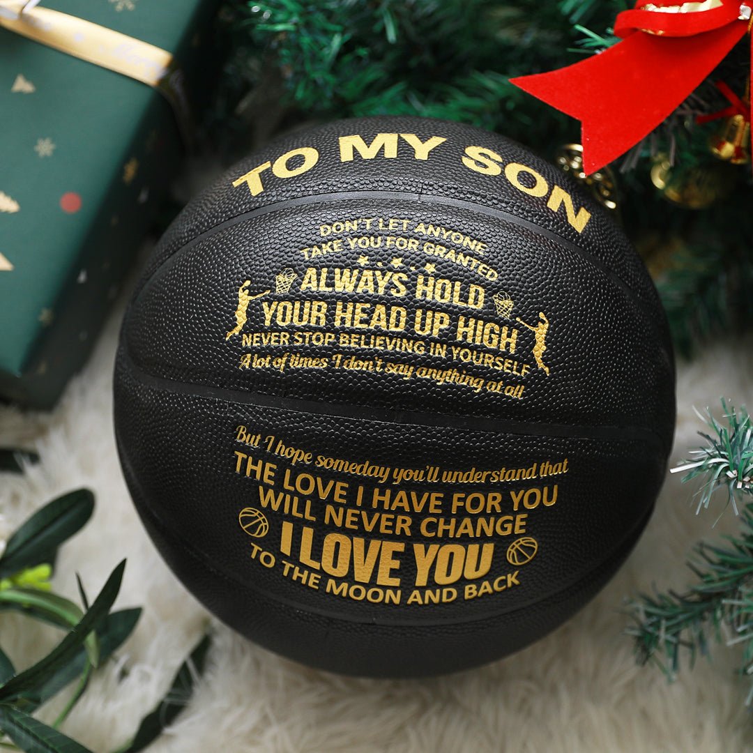Personalized Letter Basketball For Son, Basketball Indoor/Outdoor Game Ball For Boy, Birthday Christmas Gift For Son,Black - Family Watchs
