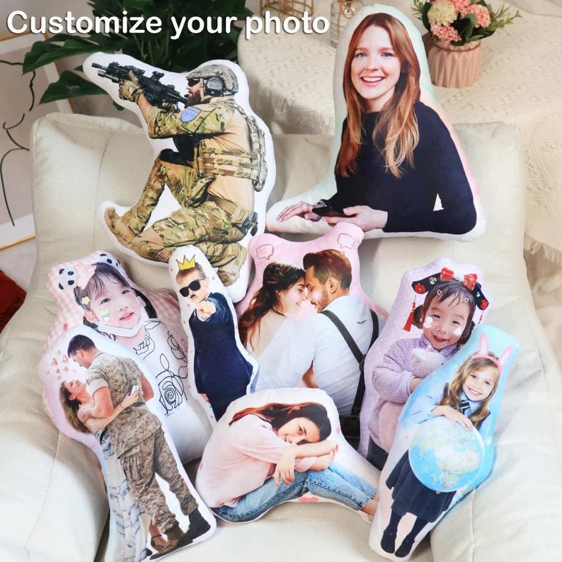 Personalized Photo DIY Humanoid Cushion Couple Toys Dolls Stuffed Boyfriend Face Pillow Doll Custom Father Mother Lifesize Picture Cushion - Family Watchs