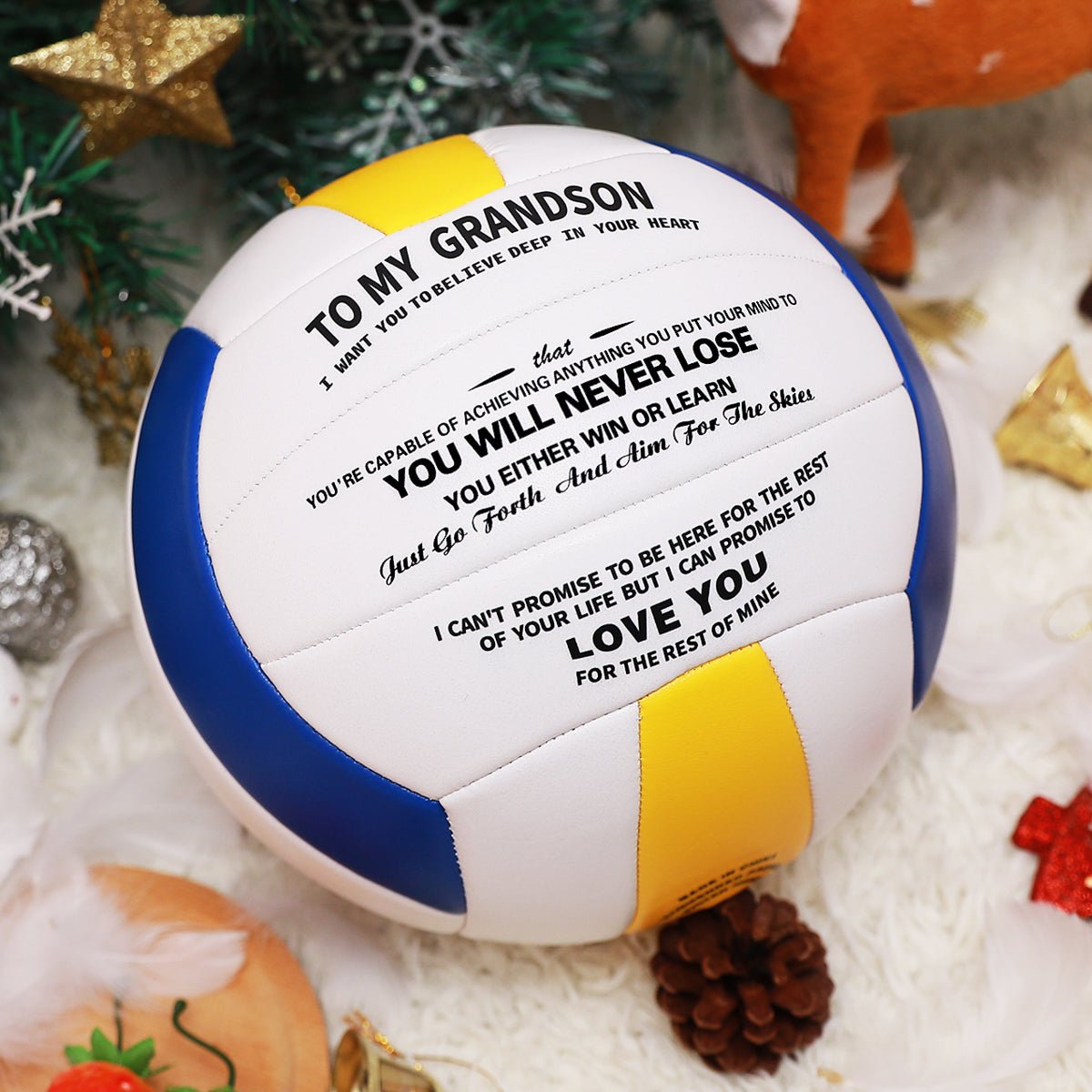 Personalized Printed Volleyball Gift To Grandson Volleyball for Grandson Sport Birthday Sport College Graduation Christmas Volleyball Gift Hand Stitch - Family Watchs