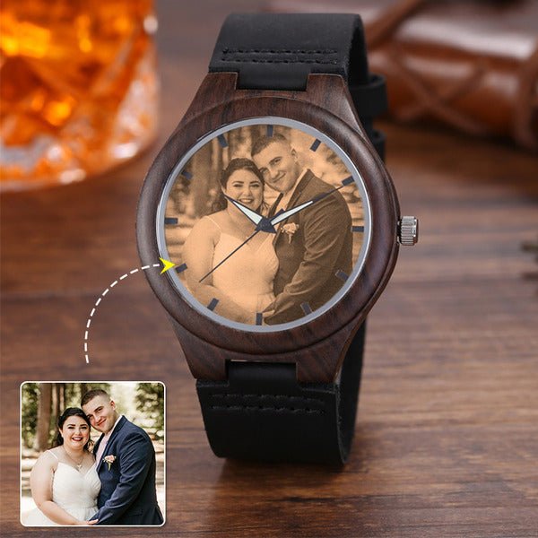 Personalized Vintage Custom Engraved Photo Engraved Wooden Watche - Family Watchs