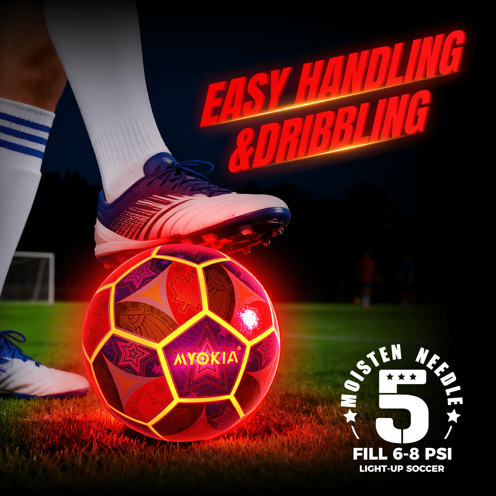 Rechargeable Light Up Soccer Ball Size 5 Tri - Color RGB Glow in The Dark for Kids & Teens 3 - 15+, Indoor/Outdoor Sports Gift with Pump & USB Cable - Perfect for Night Games, Birthdays & Backyard - Family Watchs