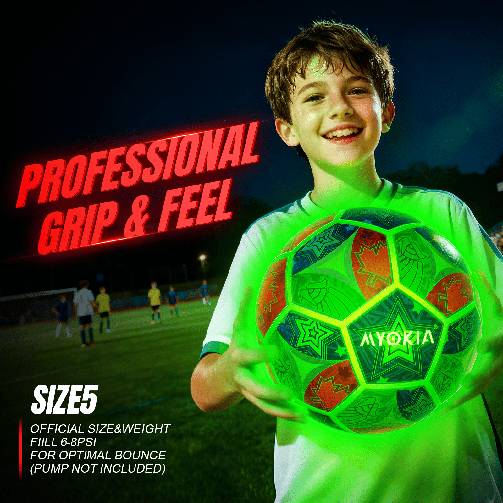 Rechargeable Light Up Soccer Ball Size 5 Tri - Color RGB Glow in The Dark for Kids & Teens 3 - 15+, Indoor/Outdoor Sports Gift with Pump & USB Cable - Perfect for Night Games, Birthdays & Backyard - Family Watchs