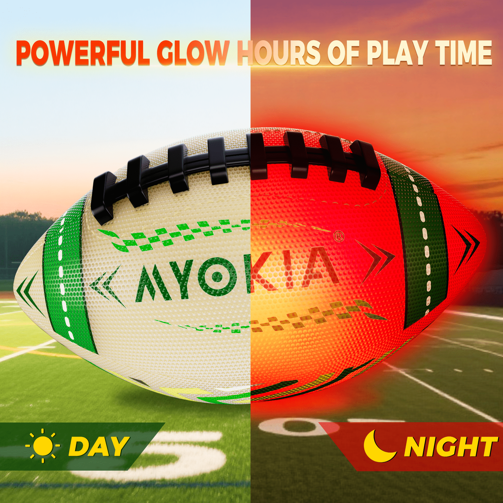 RGB Rechargeable Light Up Football Birthday Gift, Glow in The Dark Football with Pump & USB Cable, Tri - Color (Red, Green, Blue), Size 6, Outdoor Night Games - Family Watchs