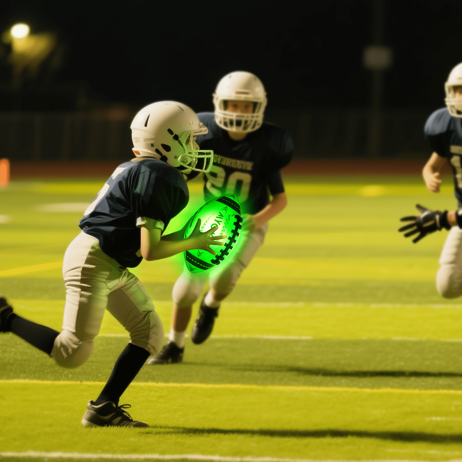 RGB Rechargeable Light Up Football Birthday Gift, Glow in The Dark Football with Pump & USB Cable, Tri - Color (Red, Green, Blue), Size 6, Outdoor Night Games - Family Watchs