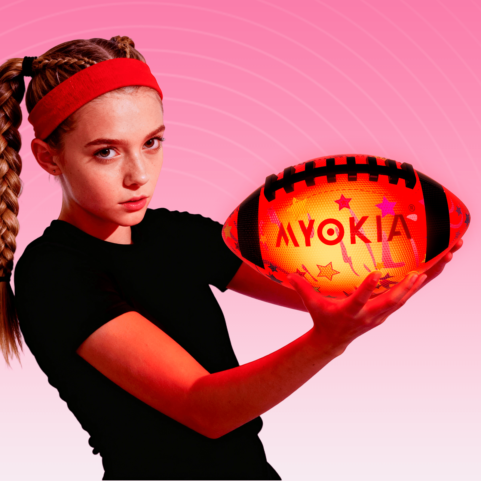 RGB Rechargeable Light Up Football Birthday Gift, Glow in The Dark Football with Pump & USB Cable, Tri - Color (Red, Green, Blue), Size 6, Outdoor Night Games - Family Watchs