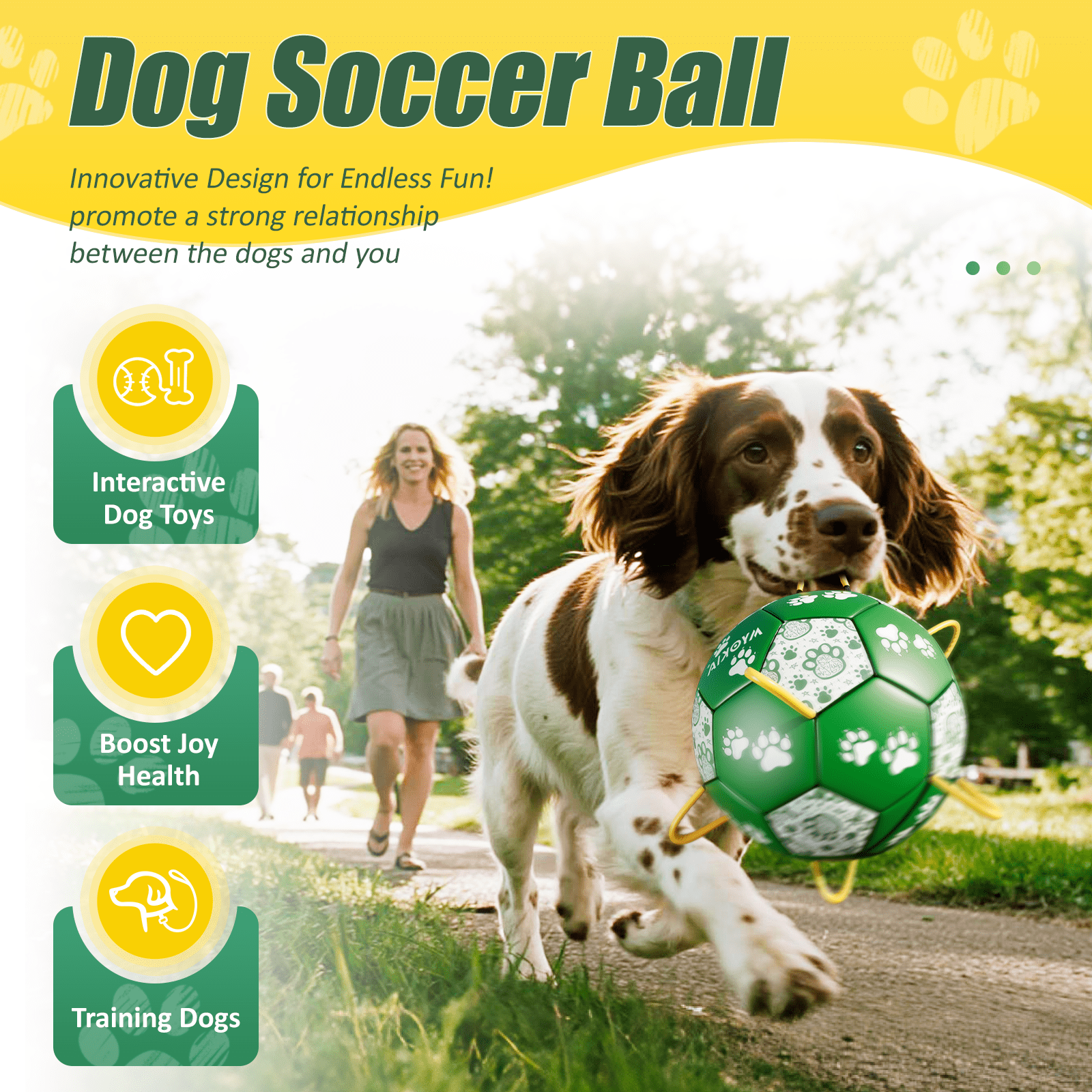 Size 2/Size 3 Dog Soccer Ball with Straps - Durable Training Ball for Pets Interactive Outdoor Dog Toy, for Small to Large Puppies, Pet Supplies - Family Watchs