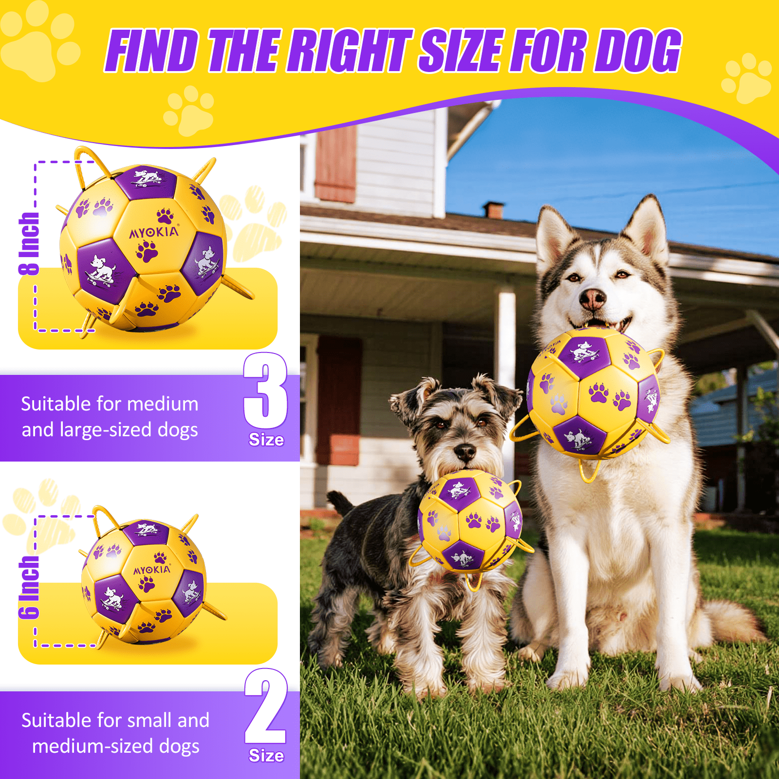 Size 2/Size 3 Dog Soccer Ball with Straps - Durable Training Ball for Pets Interactive Outdoor Dog Toy, for Small to Large Puppies, Pet Supplies - Family Watchs