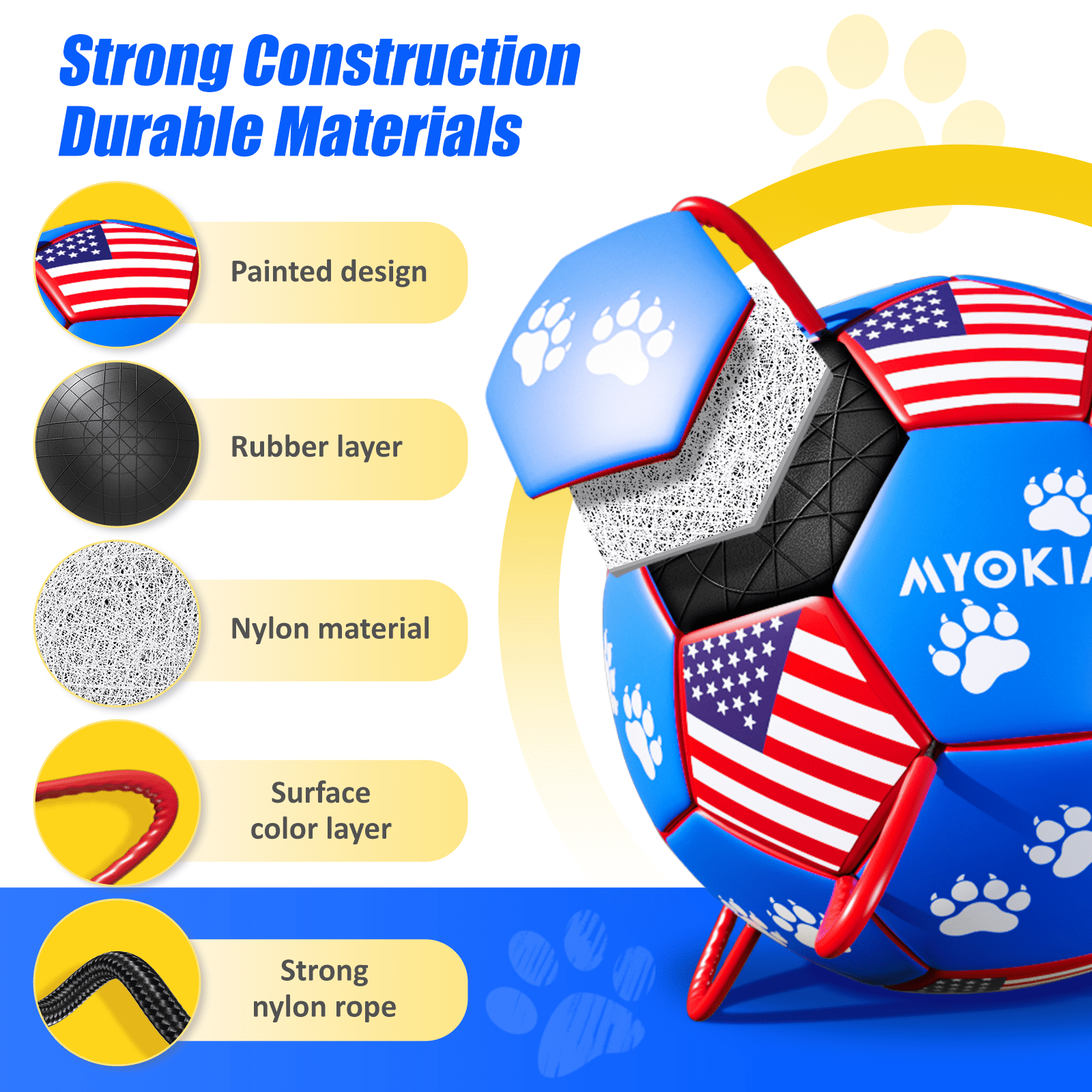 Size 2/Size 3 Dog Soccer Ball with Straps - Durable Training Ball for Pets Interactive Outdoor Dog Toy, for Small to Large Puppies, Pet Supplies - Family Watchs