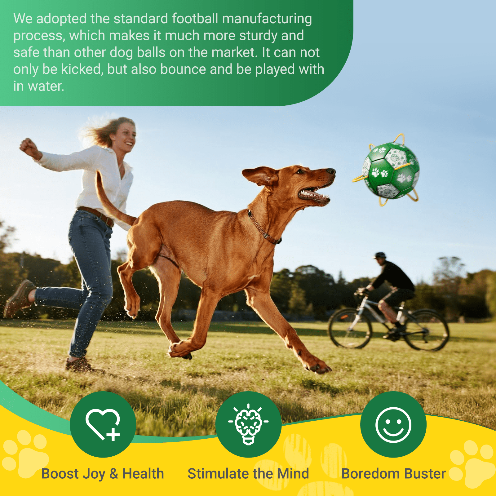 Size 2/Size 3 Dog Soccer Ball with Straps - Durable Training Ball for Pets Interactive Outdoor Dog Toy, for Small to Large Puppies, Pet Supplies - Family Watchs