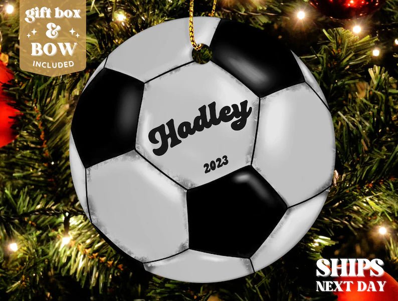 Sports Christmas Ornament 2024 - Kids Christmas Ornament - Soccer Ornament - Family Watchs