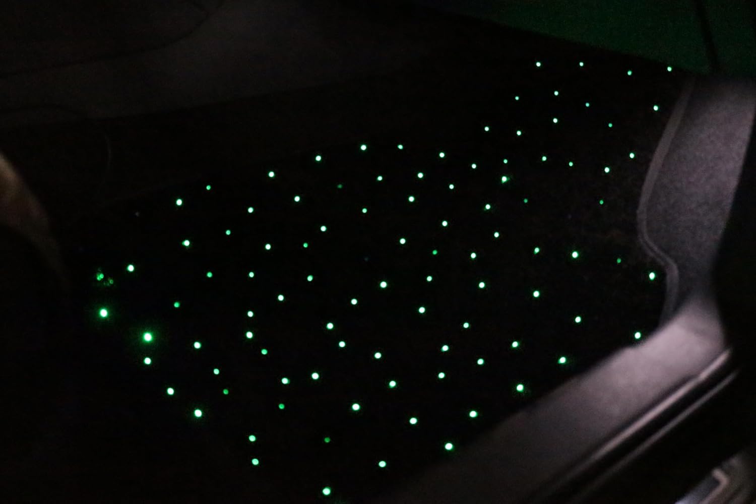 Starlight Car Mat Black Automotive Carpet - – Transform Your Car Interior into a Starry Night Sky - Plug and Play Cigarette Lighter or USB With Music Mode, 100 Colors, App Control, Waterproof - Family Watchs
