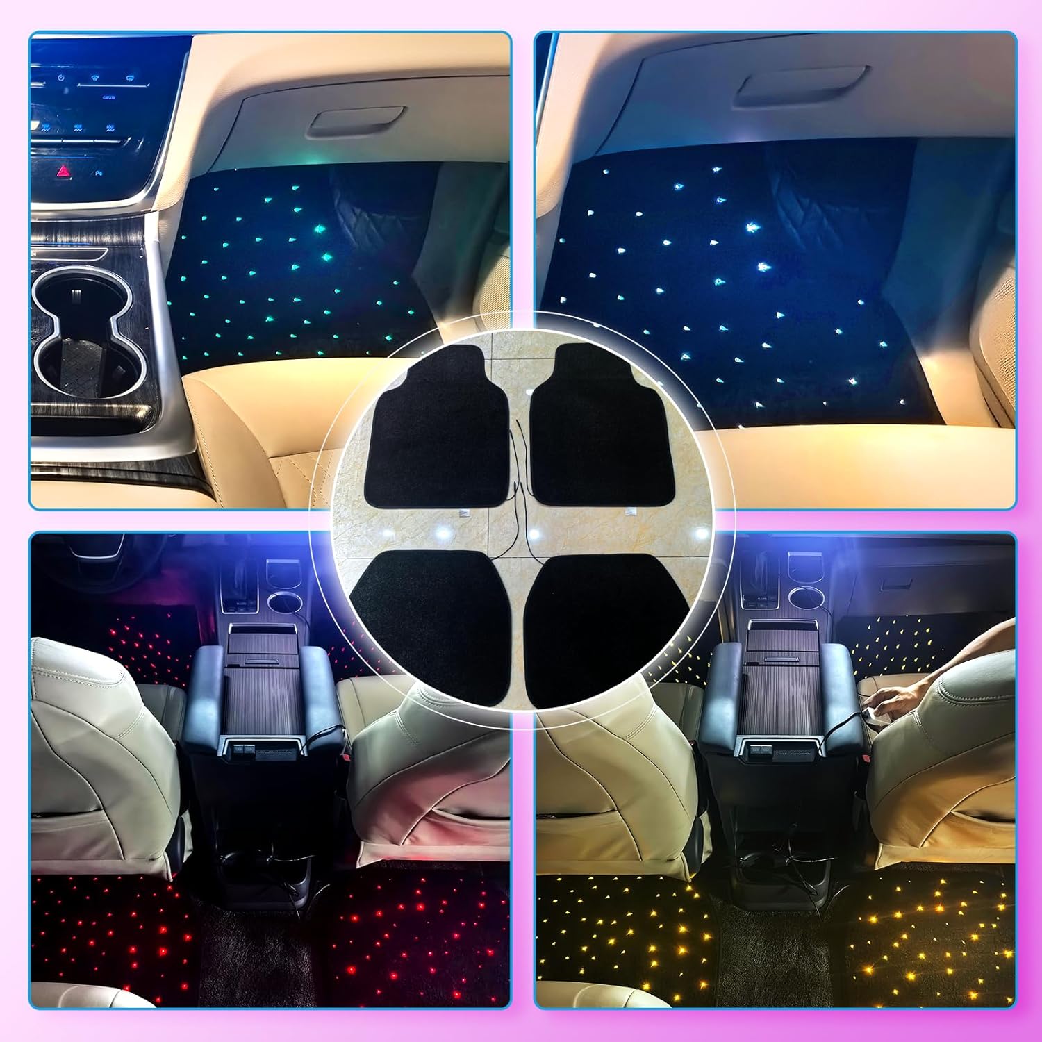 Starlight Floor Mats Starlinkmats LED Car Floor Mats Heavy Duty Polyester Floor Mats 4 - Piece, Universal Size Durable Waterproof Washable All Weather Car Mats (Solid Black) - Family Watchs
