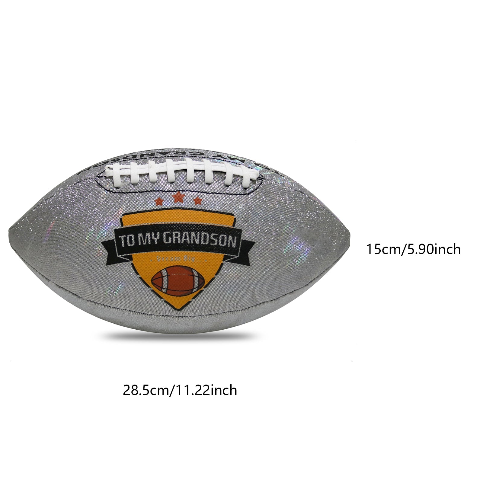 To My Grandson - Love You Birthday Graduation Christmas Holiday Gift With Cool Reflective Iridescent Personalized Football - Family Watchs