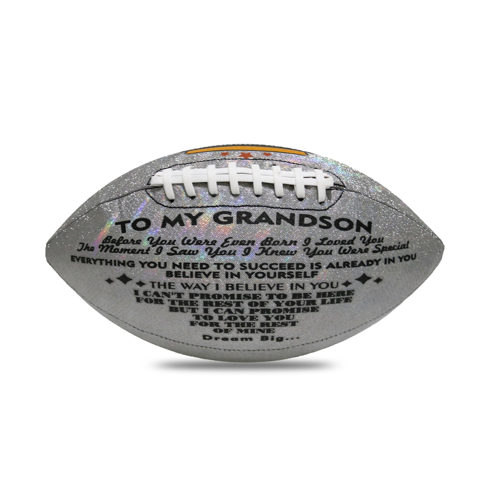 To My Grandson - Love You Birthday Graduation Christmas Holiday Gift With Cool Reflective Iridescent Personalized Football - Family Watchs