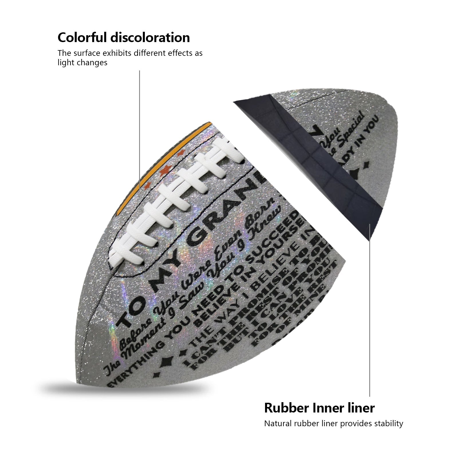 To My Grandson - Love You Birthday Graduation Christmas Holiday Gift With Cool Reflective Iridescent Personalized Football - Family Watchs