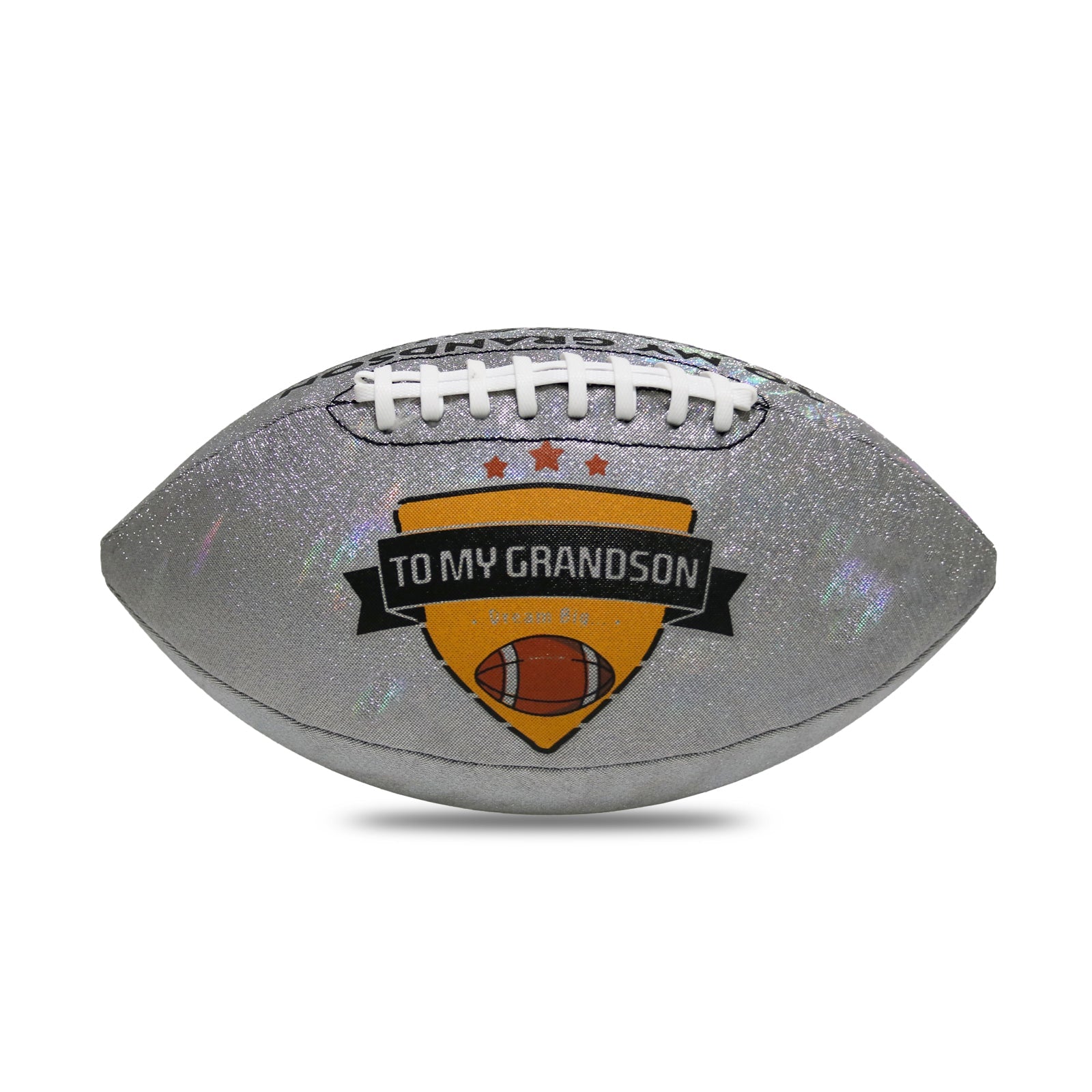 To My Grandson - Love You Birthday Graduation Christmas Holiday Gift With Cool Reflective Iridescent Personalized Football - Family Watchs