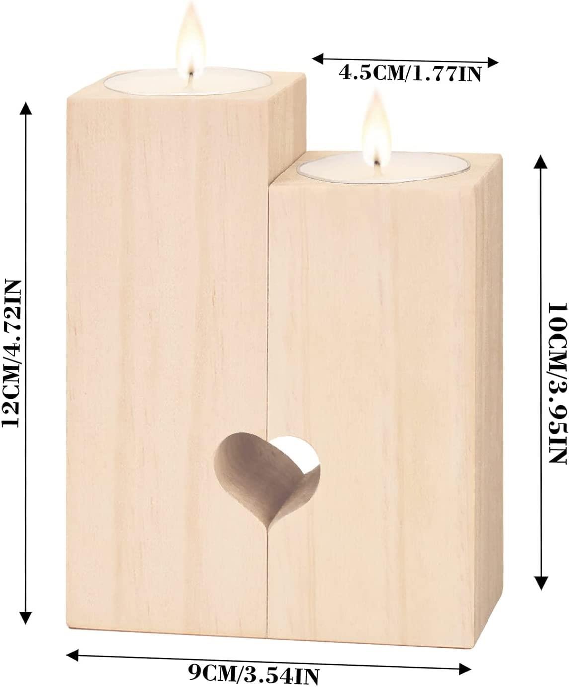 To My Wife - Niubei Heart-Shaped-Candle Valentines Decoration-Birthday-Candle-Holder Anniversary-Wooden for Women,, Gifts for Women Candle Holder - Family Watchs