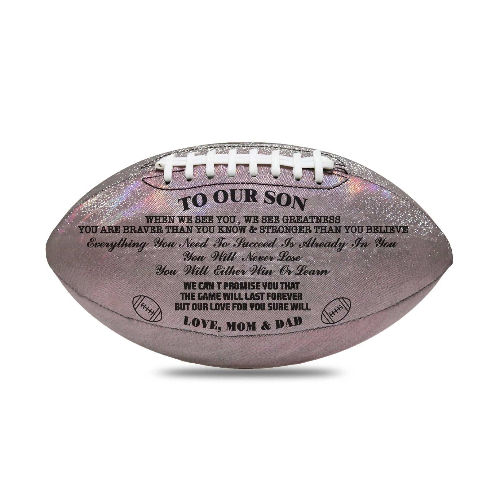 To Our Son - Love You Birthday Graduation Christmas Holiday Gift With Cool Reflective Iridescent Personalized Football - Family Watchs