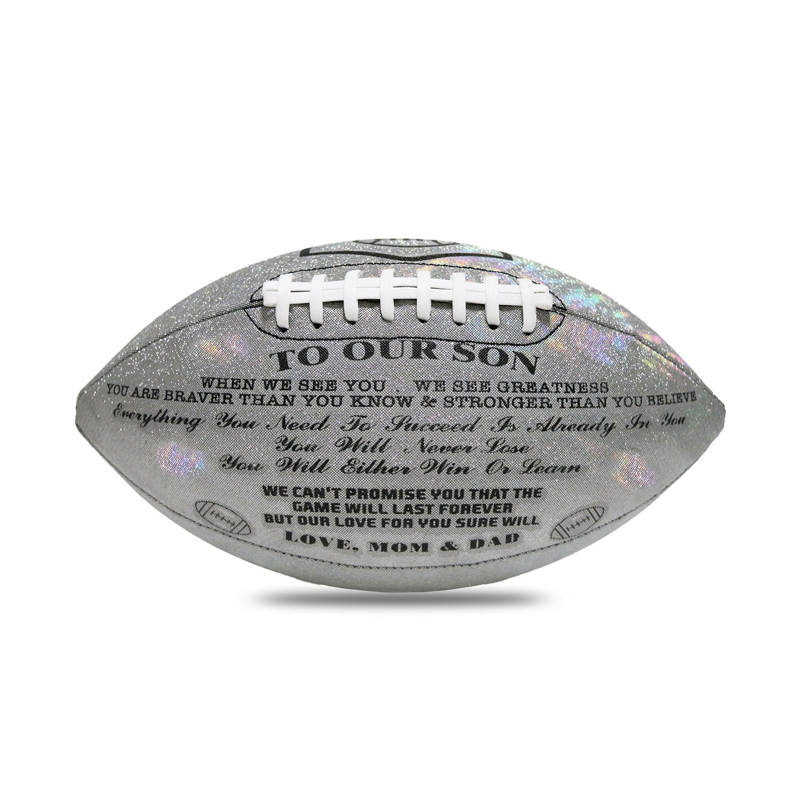 To Our Son - Love You Birthday Graduation Christmas Holiday Gift With Cool Reflective Iridescent Personalized Football - Family Watchs
