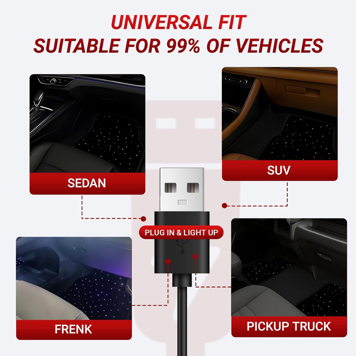 Waterproof Universal Fit Car Floor Mats Faux Polyester Car Carpet Mats Black Car Mats with 21 RGB Modes Universal Fit – Transform Your Car Interior into A Starry Night Sky - Family Watchs