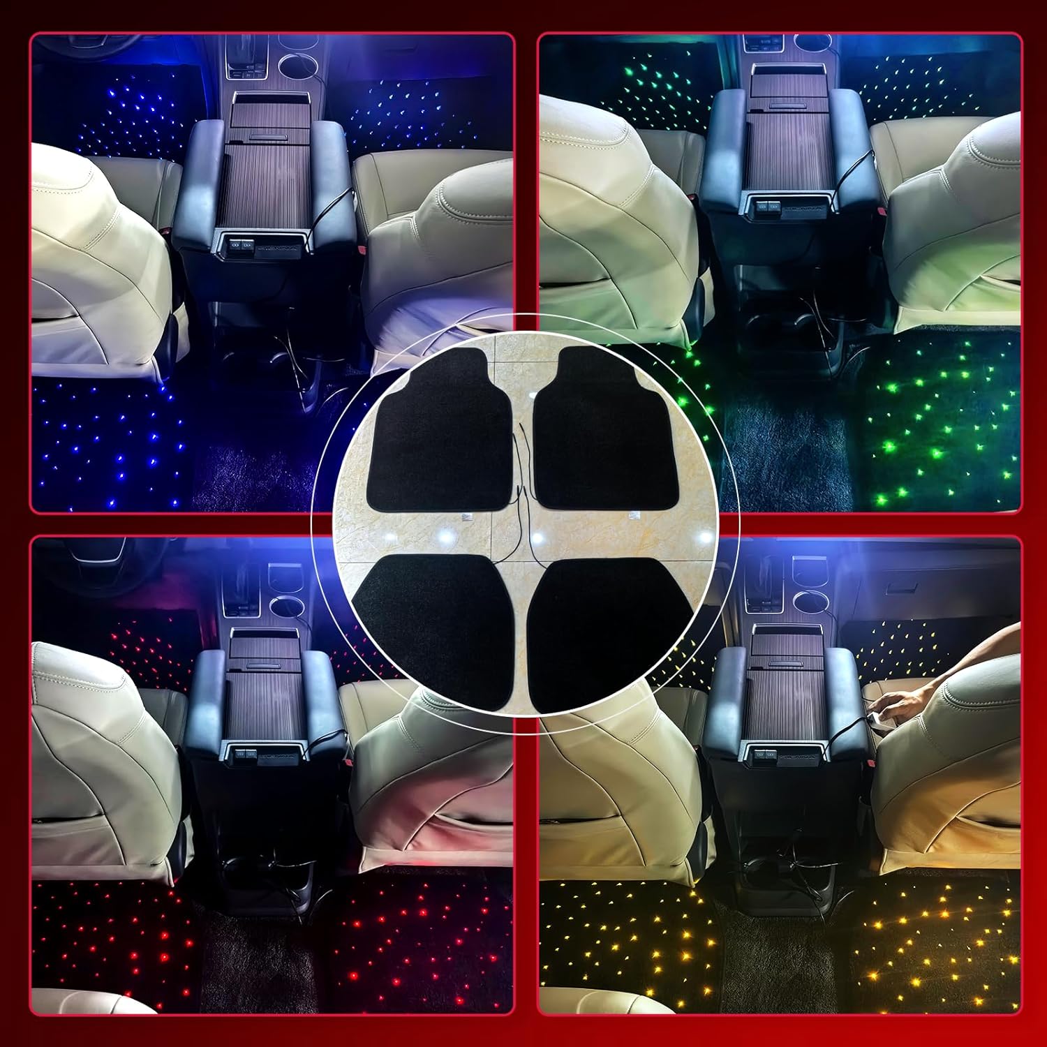 Waterproof Universal Fit Car Floor Mats Faux Polyester Car Carpet Mats Black Car Mats with 21 RGB Modes Universal Fit – Transform Your Car Interior into A Starry Night Sky - Family Watchs
