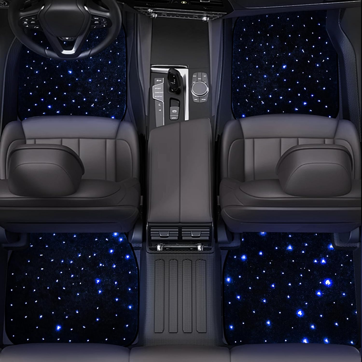 Waterproof Universal Fit Car Floor Mats Faux Polyester Car Carpet Mats Black Car Mats with 21 RGB Modes Universal Fit – Transform Your Car Interior into A Starry Night Sky - Family Watchs