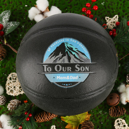 Personalized Letter Basketball For Son, Basketball Indoor/Outdoor Game Ball, Birthday Christmas Gift For Son From Dad And Mom, Black