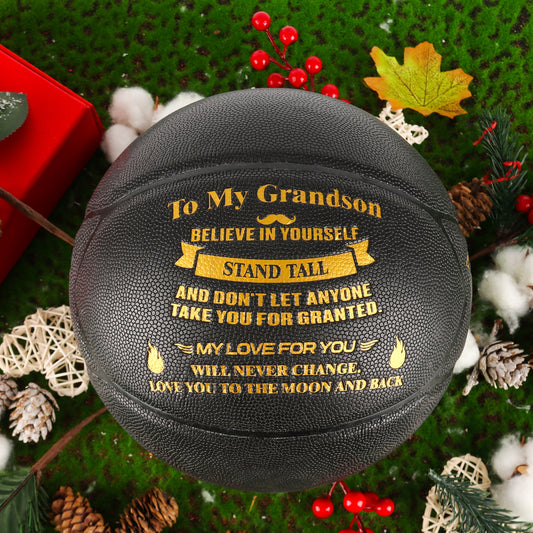 Personalized Letter Basketball For Grandson, Basketball Indoor/Outdoor Game Ball, Birthday Christmas Gift For Grandson From Grandparent,Black