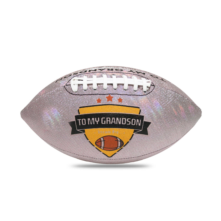To My Grandson - Love You Birthday Graduation Christmas Holiday Gift With Cool Reflective Iridescent Personalized Football