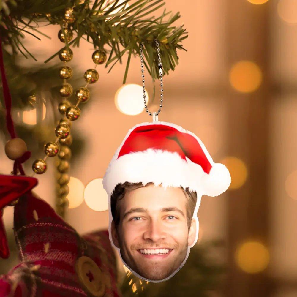 Custom Face Christmas Hat Hanging Ornament Keychain Decoration for Christmas Gift - Family Watchs