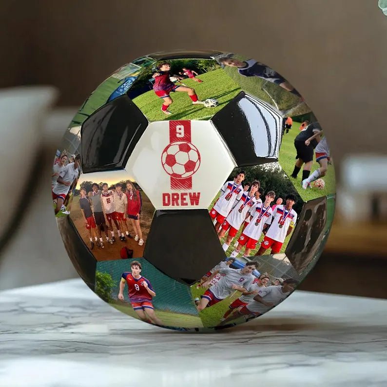 Custom Photo and Name Soccer, Personalized name soccer gift, Gift for Soccer Coach, Anniversary present for him - Family Watchs