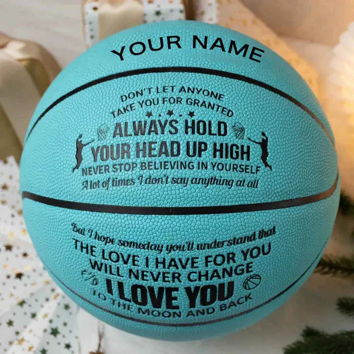 Personalized Letter Basketball For Son, Birthday Christmas Gift For Son, Blue, Brown