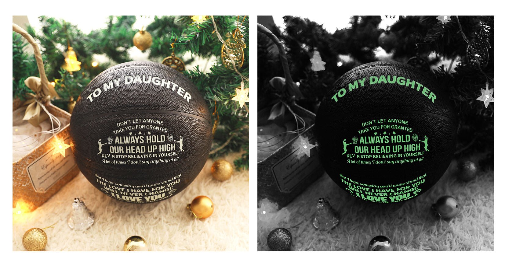 Familywatchs Gift Customized Personalise luminous Basketballs For Daughter,Size 7 (29.5 inches) - Family Watchs