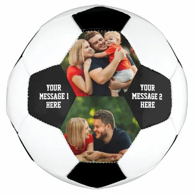 Personalized 2 Photo Message Soccer Ball - Family Watchs
