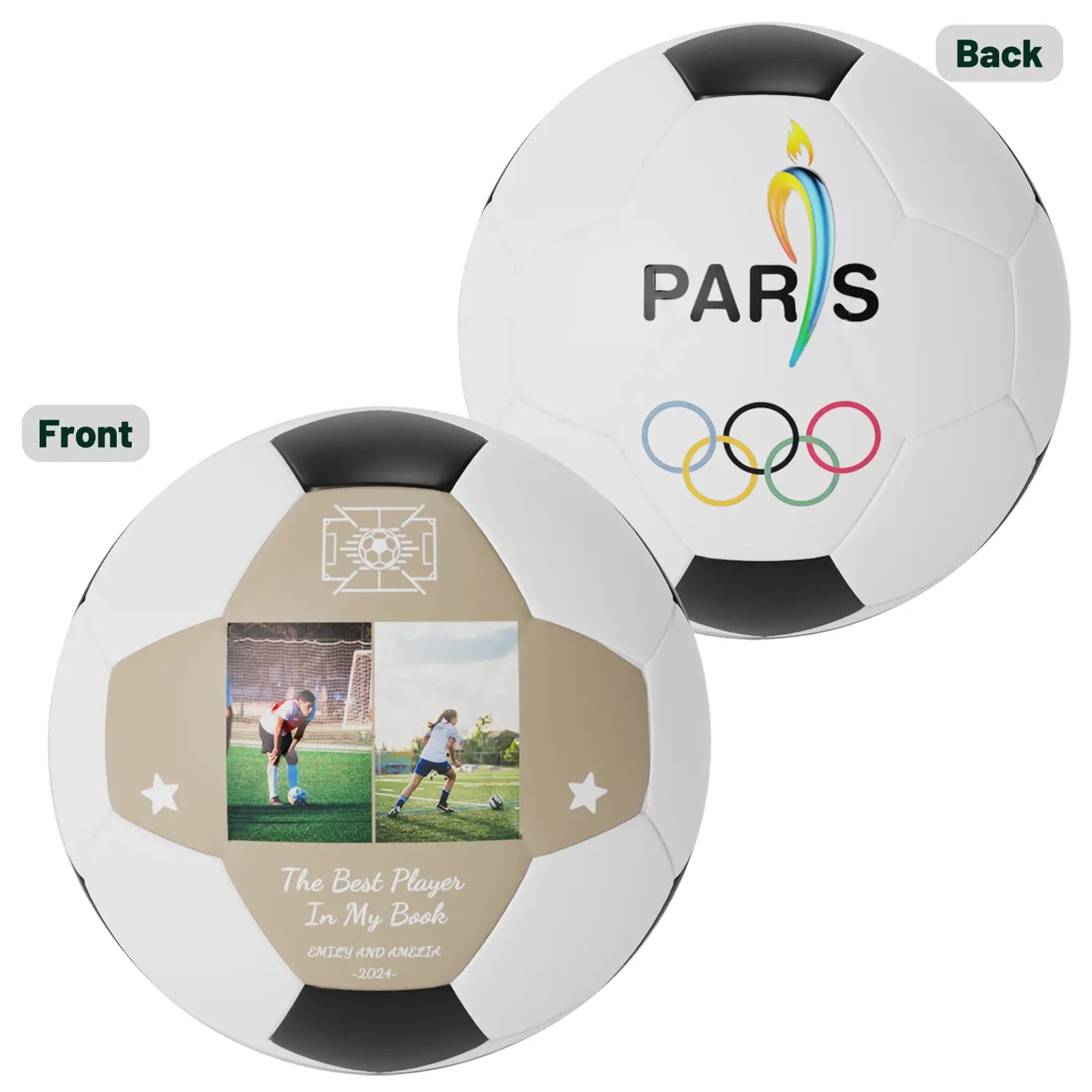 Personalized Custom 3 Photo Paris Olympics Themed Soccer Ball - Family Watchs
