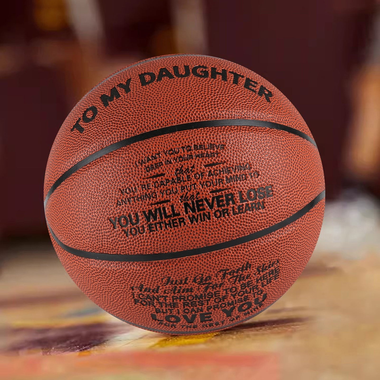 Personalized Letter Basketball For Daughter From Mom, Basketball Indoor/Outdoor Game Ball For Girl, Birthday Christmas Gift For Daughter From Mom - Family Watchs