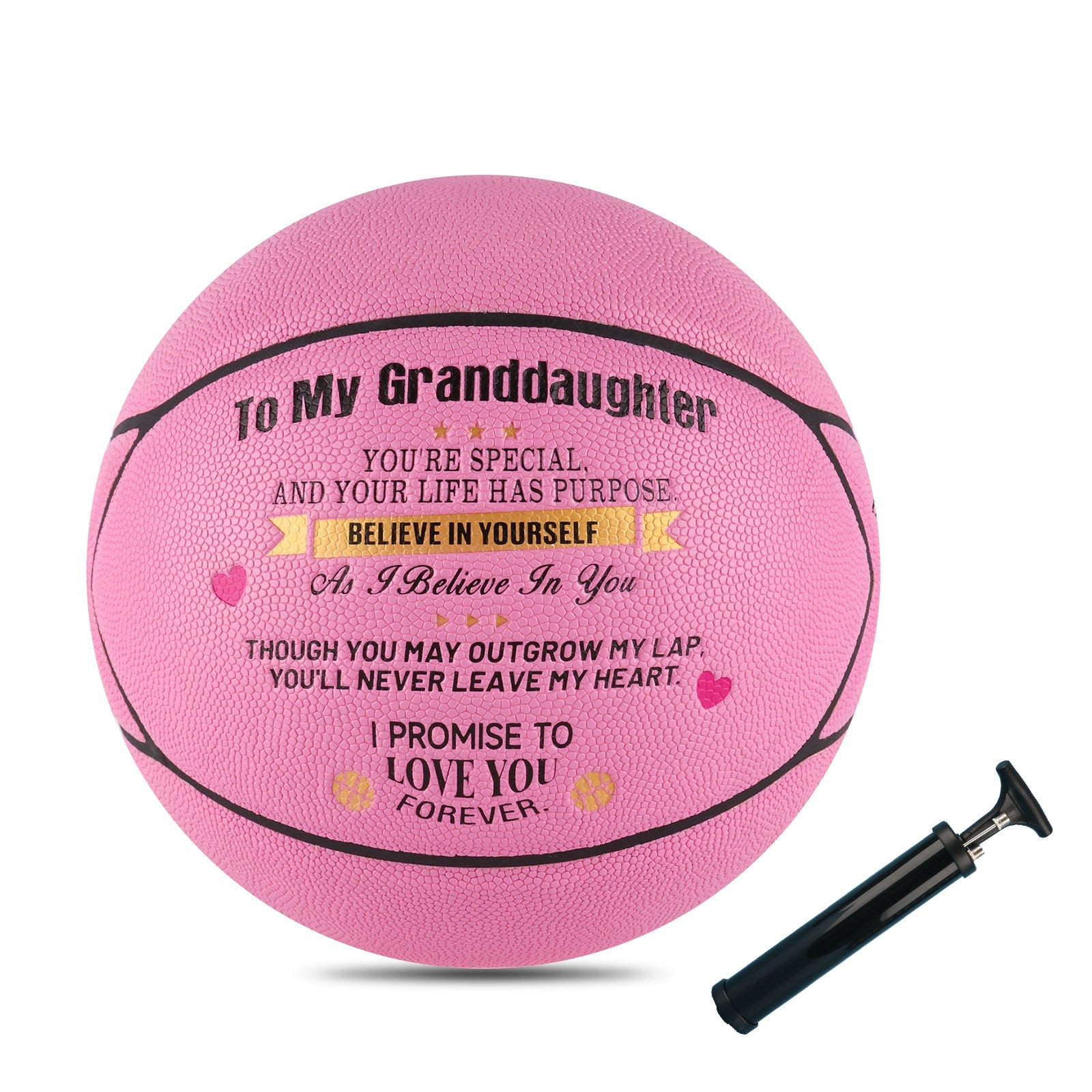 Personalized Letter Basketball For Granddaughter, Basketball Indoor/Outdoor Game Ball For Girl, Birthday Christmas Gift For Granddaughter, Pink - Family Watchs