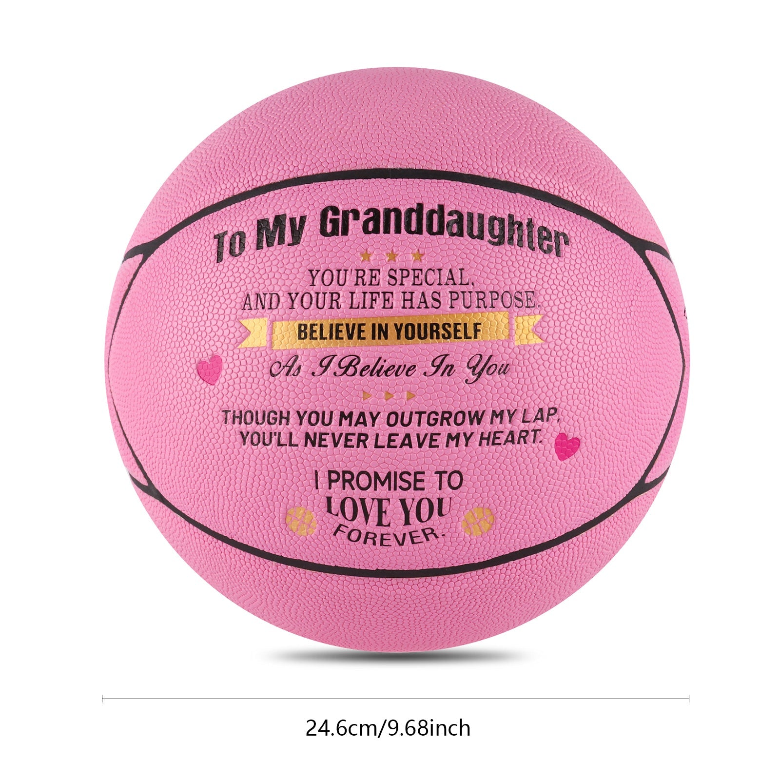 Personalized Letter Basketball For Granddaughter, Basketball Indoor/Outdoor Game Ball For Girl, Birthday Christmas Gift For Granddaughter, Pink - Family Watchs
